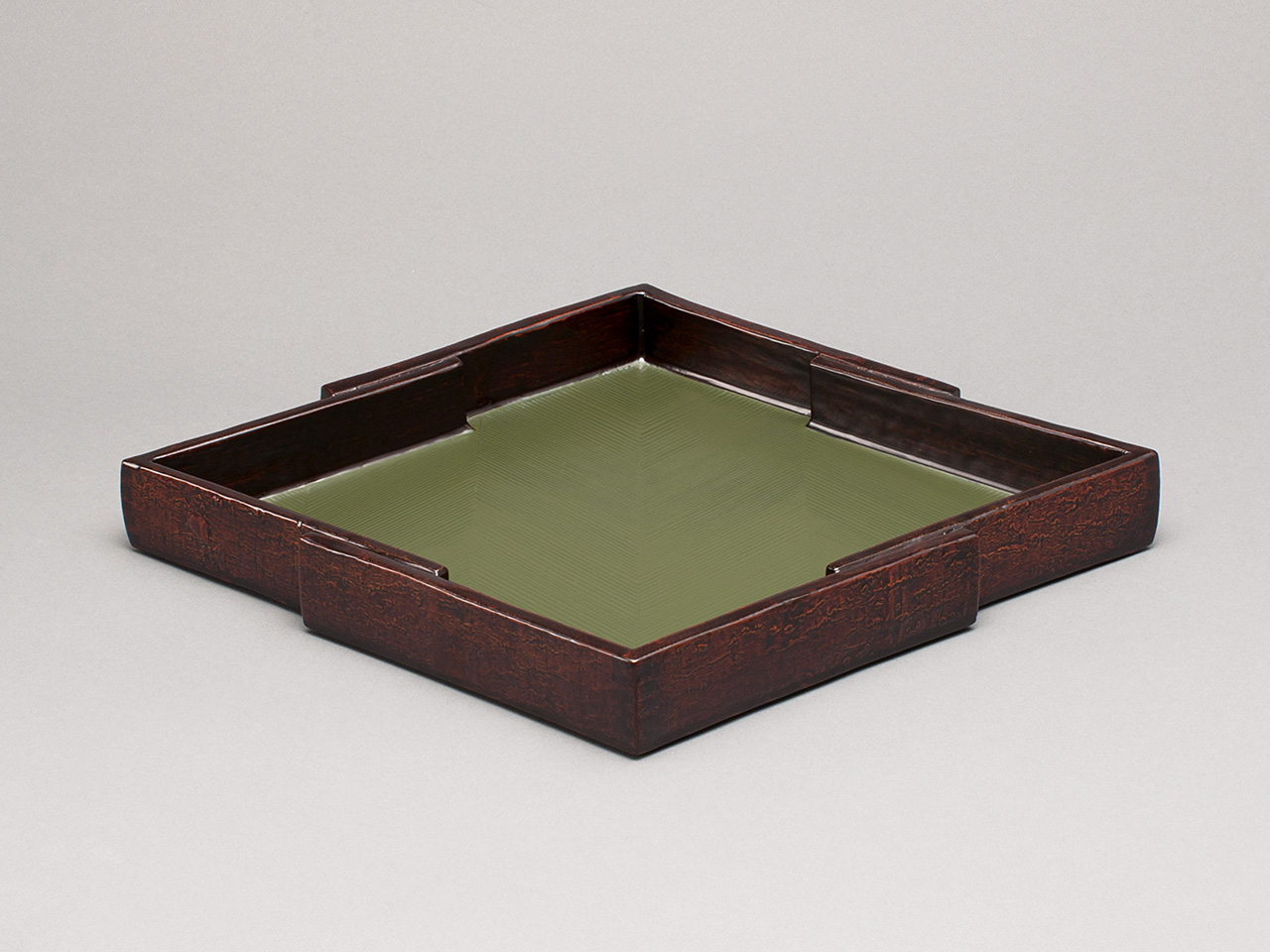 Matsukawabishi Green Lacquer Bark Confection Tray